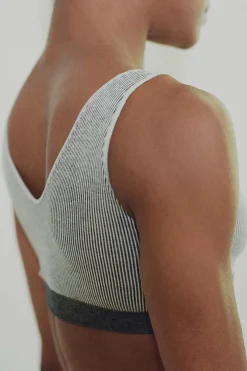 Seamless Scoop Top, Fine Striped