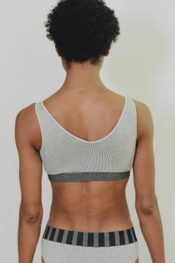 Seamless Scoop Top, Fine Striped