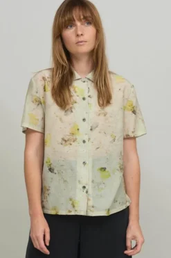 Short Sleeve Shirt, Green Print