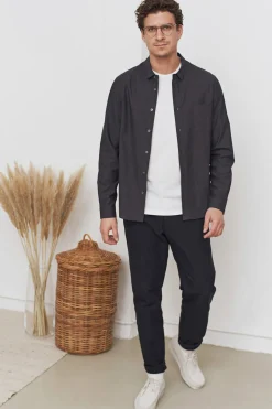 Simon Shirt Silk, Black