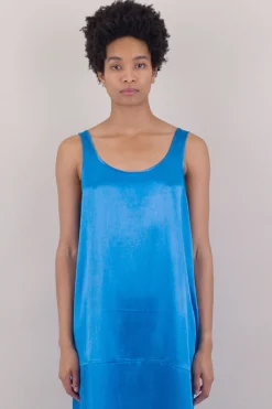 Slip Dress, Cobalt Satin