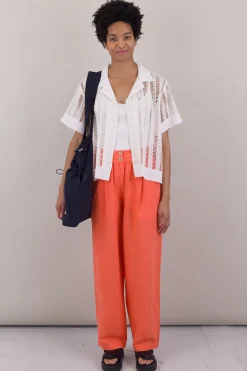 Soft Collar Shirt, Ladder Embroidery