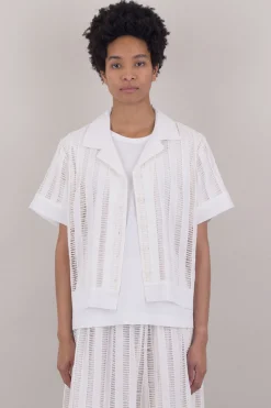 Soft Collar Shirt, Ladder Embroidery