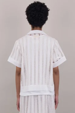 Soft Collar Shirt, Ladder Embroidery