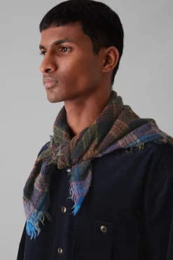 Stellar Check Scarf, Oil Green