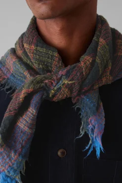 Stellar Check Scarf, Oil Green