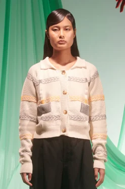 Stitch Cardigan, Mix Beige/Black