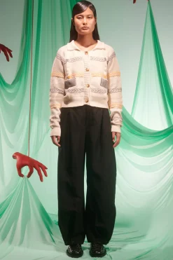 Stitch Cardigan, Mix Beige/Black