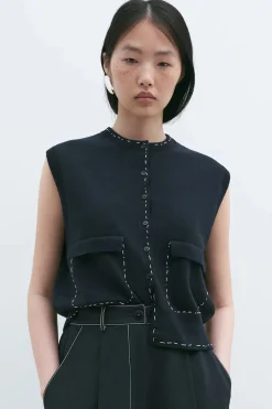 Stitched Waistcoat, Navy