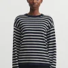Striped Jumper, Dark Navy Ecru