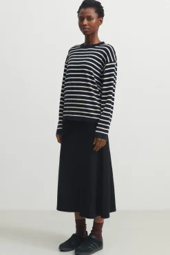 Striped Jumper, Dark Navy Ecru