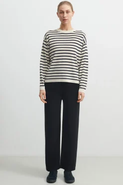Striped Jumper, Ecru Dark Navy