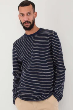 Textured Stripe LS, Navy Stripe