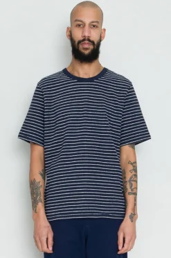 Textured Stripe Tee, Navy/Silver