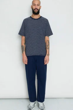 Textured Stripe Tee, Navy/Silver