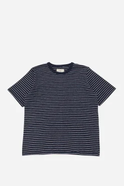 Textured Stripe Tee, Navy/Silver
