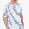 Textured Stripe Tee, Off White/Soft Blue