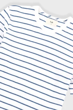 Textured Stripe Tee, Off White/Soft Blue