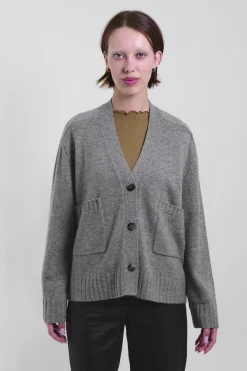 V-Neck Cardi 88, Pebble