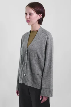 V-Neck Cardi 88, Pebble