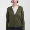 V-Neck Cardi Linen 55, Green