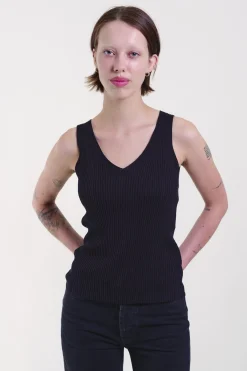V-Neck Tank Rib Silco 150, Black