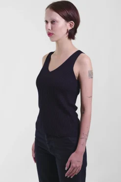 V-Neck Tank Rib Silco 150, Black