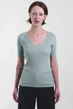 V-Neck Top Rib Silco 154, Mint