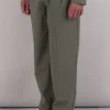 Wide Fit Trouser, Sage Stripe