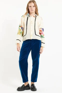 Wool Shirt, White Embroidery