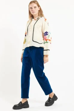 Wool Shirt, White Embroidery