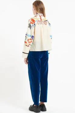 Wool Shirt, White Embroidery