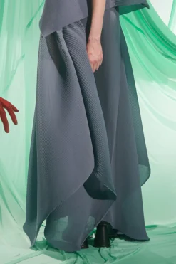 Wrist Plisse Pants, Stone Blue